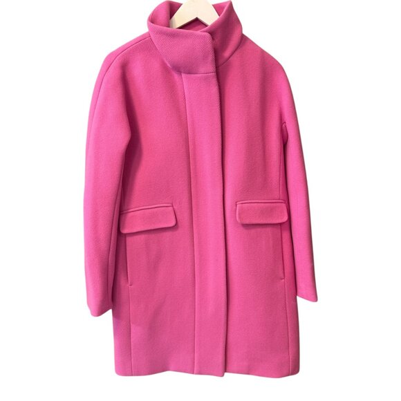 J. Crew NWT Italian Stadium Cloth Nello Gori Wool Pink Cocooon Pea Coat size 2 - Picture 2 of 8
